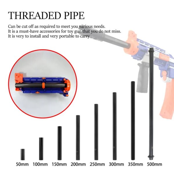 WOR KER Plastic Barrel Extension Modified Accessories Toy Gun Multi-length Inner Threaded Pipe for Children Gifts